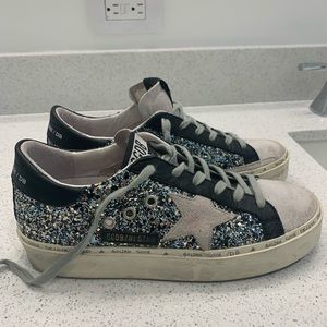 Golden Goose Black and Blue Hi Star Sneakers